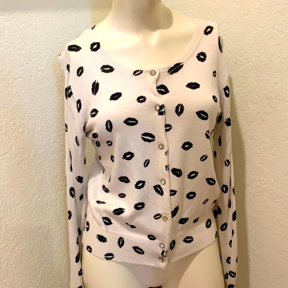 Like New Marilyn Monroe Lips Kiss Sweater Cardigan